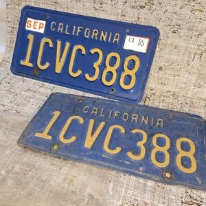 California Plates Vintage Blue And Yellow Set